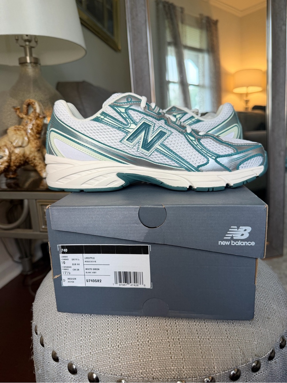 Men’s New Balance 740 White Green Size 10 - Picture 4 of 6